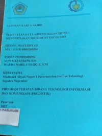 pembuatan data absensi kelas xii-iis 1 menggunakan microsoft excel 2019