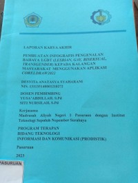 PEMBUATAN INFOGRAFIS PENGENALAN BAHAYA LGBT (LESBIAN, GAY, BISEKSUAL,TRANSGENDER)KEPADA KALANGAN MASYARAKAT MENGGUNAKAN APLIKASI CORELDRAW 2022


PEMBUATAN INFOGRAFIS PENGENALAN BAHAYA LGBT (LESBIAN, GAY, BISEKSUAL, TRANSGENDER) KEPADA KALANGAN MASYARAKAT MENGGUNAKAN APLIKASI CORELDRAW 2022